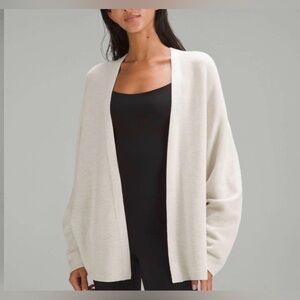 Lululemon Boxy Cotton-Blend Knit Wrap Heathered Bone